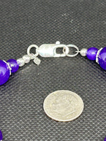 Handcrafted Purple Jade bracelet with filigree sterling silver bead enhancers. 7.5”. SR1126 FREE SHIPPING IN THE CONTINENTAL USA.