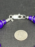Handcrafted Purple Jade bracelet with filigree sterling silver bead enhancers. 7.5”. SR1126 FREE SHIPPING IN THE CONTINENTAL USA.