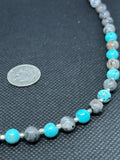 Handcrafted sterling silver necklace with Greystone and Turquoise.  18”. SR1129 FREE SHIPPING IN THE CONTINENTAL USA.