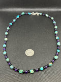 Handcrafted sterling silver with Amethyst, and Black Onyx necklace.  20” SR1130 FREE SHIPPING IN THE CONTINENTAL USA.
