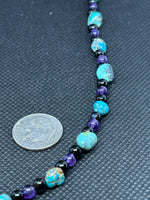 Handcrafted sterling silver with Amethyst, and Black Onyx necklace.  20” SR1130 FREE SHIPPING IN THE CONTINENTAL USA.