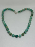 Peru turquoise necklace with sterling silver, 10 mm stones, 19” long.  SR2001 FREE SHIPPING IN THE CONTINENTAL USA.