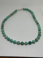 Peru turquoise necklace with sterling silver, 19” long, 8mm wide. SR2002 FREE SHIPPING IN THE CONTINENTAL USA.