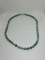 Peru turquoise necklace with sterling silver, 19” long, 8mm wide. SR2002 FREE SHIPPING IN THE CONTINENTAL USA.