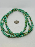 Peru Turquoise stones (6mm) necklace in a 52” length with sterling silver.  SR 2011   Ships Free in Con't USA