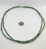 Hubei Turquoise necklace in a 46” length with sterling silver. SR2006 FREE SHIPPING IN THE CONTINENTAL USA.