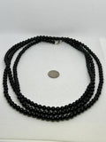 Genuine Black Onyx 4 mm bead necklace in a 60” length. SR2013    Ships Free in Con't USA