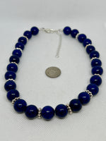 Beautify your Neck choker necklace in Deep blue Lapis with sterling silver. Adjustable from 15” to 17”.  SR2010 FREE SHIPPING IN THE CONTINENTAL USA.