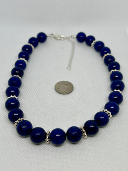 Beautify your Neck choker necklace in Deep blue Lapis with sterling silver. Adjustable from 15” to 17”.  SR2010 FREE SHIPPING IN THE CONTINENTAL USA.