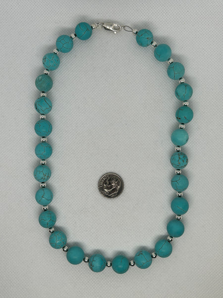 Beautify your Neck, Turquoise color choker with sterling silver, 17"  SR2016    Ships Free in Con't USA