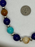 Beautify your Neck, Sterling Silver, Topaz, Turquoise Howlite, and Purple Jade choker, adjustable from 14" to 17"  sr2019   Ships Free in Con't USA