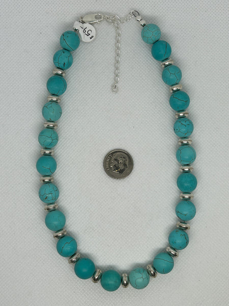Beautify your Neck, Adjustable Choker necklace from 14.5" to 18", sterling silver, Turquoise Howlite  SR2017    Ships Free in Con't USA