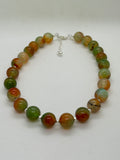 Beautify your Neck, Choker necklace with Peacock Agate and sterling silver.  SR2030  Ships Free in Con't USA