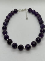 Beautify your Neck, Choker Necklace with Genuine Amethyst and sterling silver.  SR2028  Ships Free in Con't USA