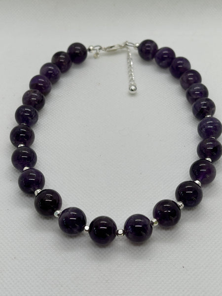 Beautify your Neck, Choker Necklace with Genuine Amethyst and sterling silver.  SR2028  Ships Free in Con't USA