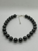 Beautify your neck, Choker Necklace in 10mm Hematite stones and sterling silver. SR2027   Ships Free in Con't USA
