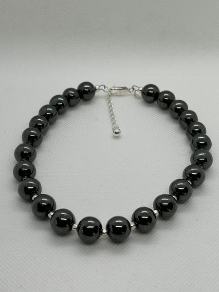 Beautify your neck, Choker Necklace in 10mm Hematite stones and sterling silver. SR2027   Ships Free in Con't USA