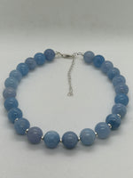 Beautify your Neck, Choker Necklace with genuine Aquamarine stones and sterling silver.  SR2026   Ships Free in Con't USA