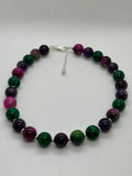 Beautify your Neck, Choker necklace in Amethyst, Malachite, Ruby zoisite, and sterling silver. SR2025  Ships Free in Con't USA