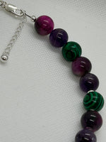 Beautify your Neck, Choker necklace in Amethyst, Malachite, Ruby zoisite, and sterling silver. SR2025  Ships Free in Con't USA