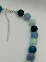 Ships free in Continental USA. Beautify your Neck, SR2024 Choker Necklace in Apatite, Amazonite, Aquamarine, and sterling silver FREE SHIPPING IN THE CONTINENTAL USA.