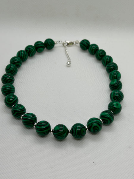 Beautify your Neck, Choker necklace in Malachite and sterling silver. SR2023   Ships Free in Con't USA