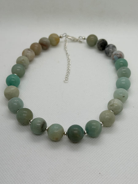 Beautify your Neck, Choker necklace in Amazonite and sterling silver. SR2022    Ships Free in Con't USA