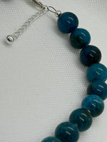 Beautify your Neck, Choker necklace with sterling silver and 12 mm genuine Apatite stone. SE2021  Ships Free in Con't USA