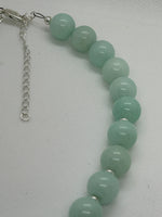 Beautify your Neck, choker necklace in sterling silver and genuine Amazonite stones, 12 mm.  SR2020  Ships Free in Con't USA