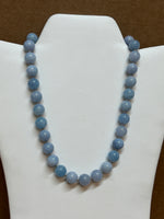 Genuine Aquamarine stones(12mm) necklace with stainless steel beads and clasp.  EP183