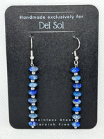 Lapis earrings with stainless steel wires and beads.  EP189  Free Shiping in con't USA