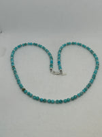 Genuine Turquoise stone (4mm) and sterling silver 24” long necklace. SR2057