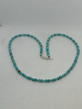 Genuine Turquoise stone (4mm) and sterling silver 24” long necklace. SR2057