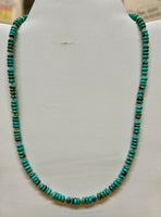 Kingman turquoise saucer beads (6mm) with sterling silver necklace. Adjustable from 20 to 22” long.  SR2059   Ships Free in Con't USA