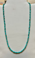 Genuine Turquoise stone (4mm) and sterling silver 24” long necklace. SR2057