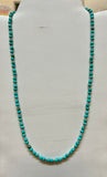 Genuine Turquoise stone (4mm) and sterling silver 24” long necklace. SR2057