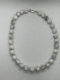 Natural Howlite 12mm stone necklace with sterling silver.  18” long. SR2082 FREE SHIPPING IN THE CONTINENTAL USA.