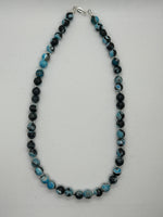 Blue Jasper 8mm stones with 3 mm sterling silver saucer bead necklace.  18” long. SR2078 FREE SHIPPING IN THE CONTINENTAL USA.