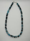Blue Jasper 8mm stones with 3 mm sterling silver saucer bead necklace.  18” long. SR2078 FREE SHIPPING IN THE CONTINENTAL USA.