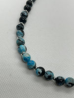 Blue Jasper 8mm stones with 3 mm sterling silver saucer bead necklace.  18” long. SR2078 FREE SHIPPING IN THE CONTINENTAL USA.