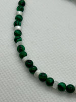 Malachite and Mother of Pearl bracelet with sterling silver clasp.  SR2076 FREE SHIPPING IN THE CONTINENTAL USA.