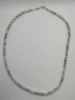 White Turquoise (Howlite) necklace, 19”, 4mm stones with sterling silver.  SR2073   FREE SHIPPING IN THE CONTINENTAL USA.