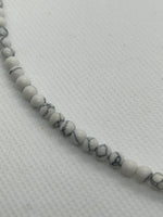 White Turquoise (Howlite) necklace, 19”, 4mm stones with sterling silver.  SR2073   FREE SHIPPING IN THE CONTINENTAL USA.