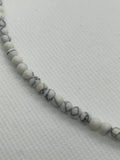 White Turquoise (Howlite) necklace, 19”, 4mm stones with sterling silver.  SR2073   FREE SHIPPING IN THE CONTINENTAL USA.