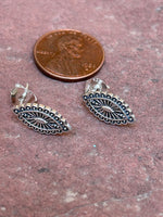 Sterling silver marquis shape mini Concho earrings. PS7