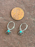 Sterling silver and genuine turquoise hoop earrings. PS2
