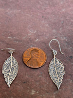 Sterling silver big leaf earrings.  PS1