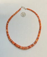 Genuine Spiney Oyster in a graduated necklace with sterling silver.  SR1046. 17” long FREE SHIPPING IN THE CONTINENTAL USA.