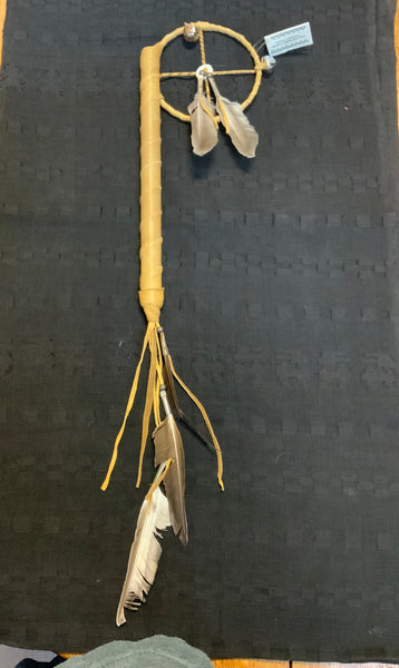 Navajo handcrafted traditional Medicine Wheel Dance Stick.  LZ125