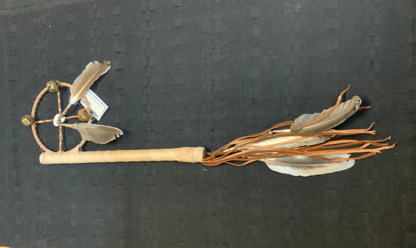 Navajo handcrafted traditional Medicine Wheel dance stick.  LZ128